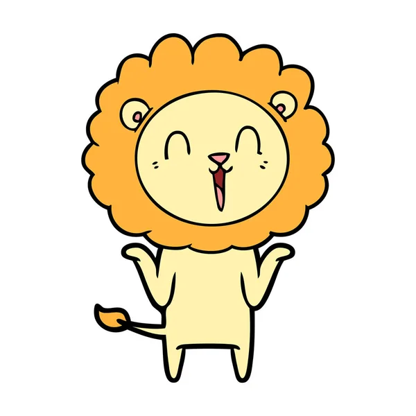 Vector Illustration Laughing Lion Cartoon — Stock Vector