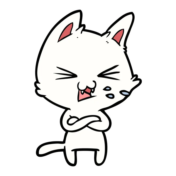 Desenho Animado Gato Com Braços Cruzados —  Vetores de Stock