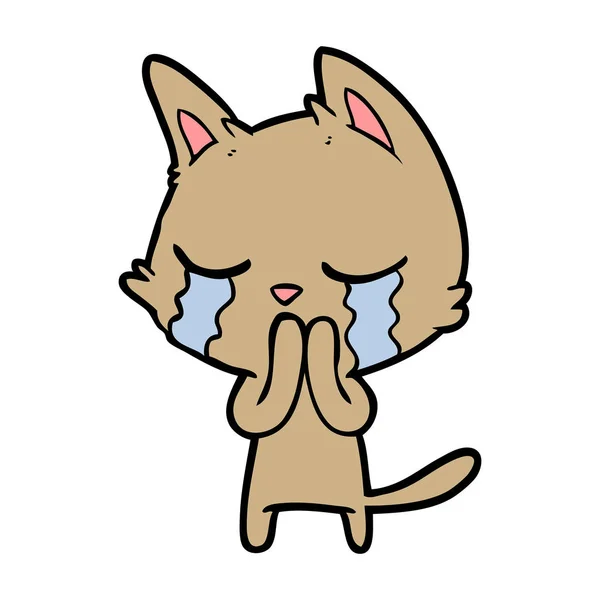 Vector Illustration Crying Cartoon Cat — Stock Vector