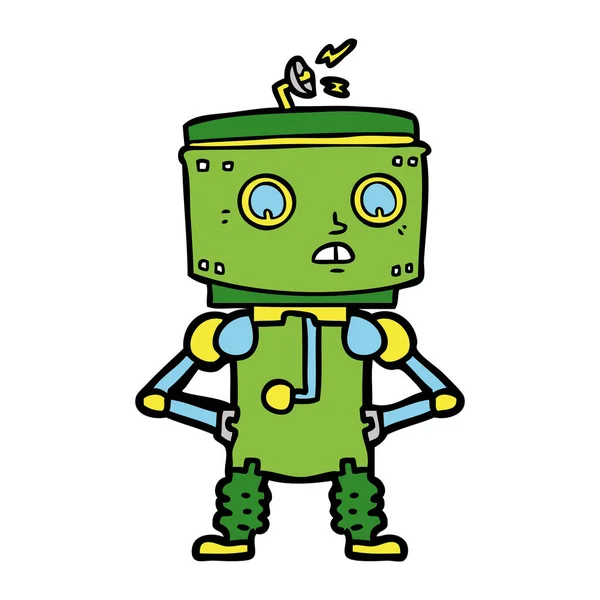 Cartoon Robot Med Händerna Höfterna — Stock vektor