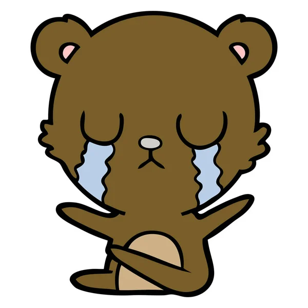 Векторна Ілюстрація Плачу Мультяшний Ведмідь — стоковий вектор