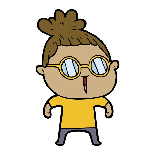 Mujer Dibujos Animados Con Gafas — Vector de stock