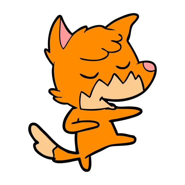 Friendly Cartoon Fox Dancing — Stock Vector