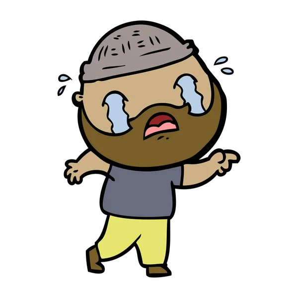 卡通胡子男子哭 — 图库矢量图片
