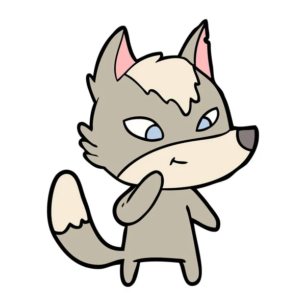 Vectorillustratie Van Vriendelijke Cartoon Wolf — Stockvector