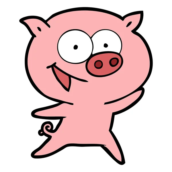 Illustration Vectorielle Dessin Animé Cochon Joyeux — Image vectorielle