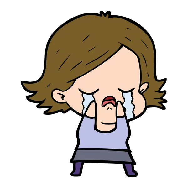 Vector Illustration Cartoon Girl Crying — Stock Vector