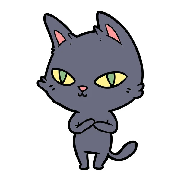 Vektorové Ilustrace Kreslené Kočka Hledí — Stockový vektor