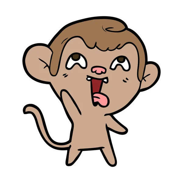 Vector Illustration Crazy Cartoon Monkey — Stock Vector