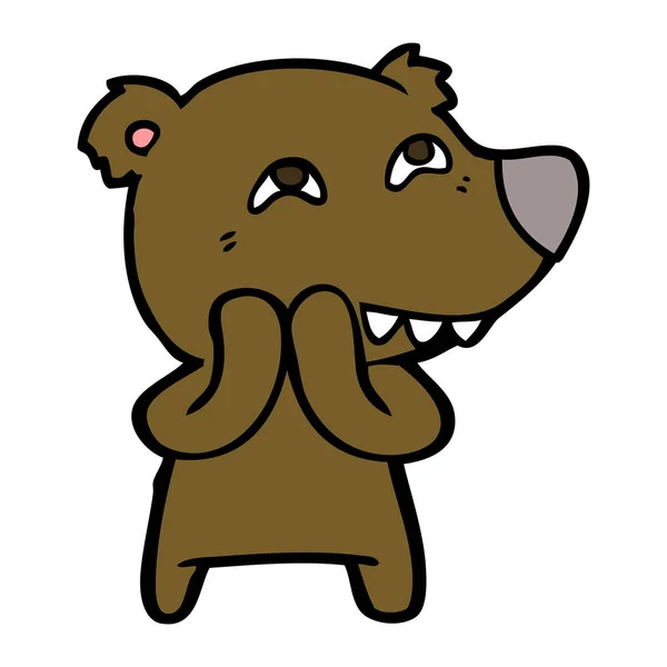 Urso Dos Desenhos Animados Mostrando Dentes —  Vetores de Stock