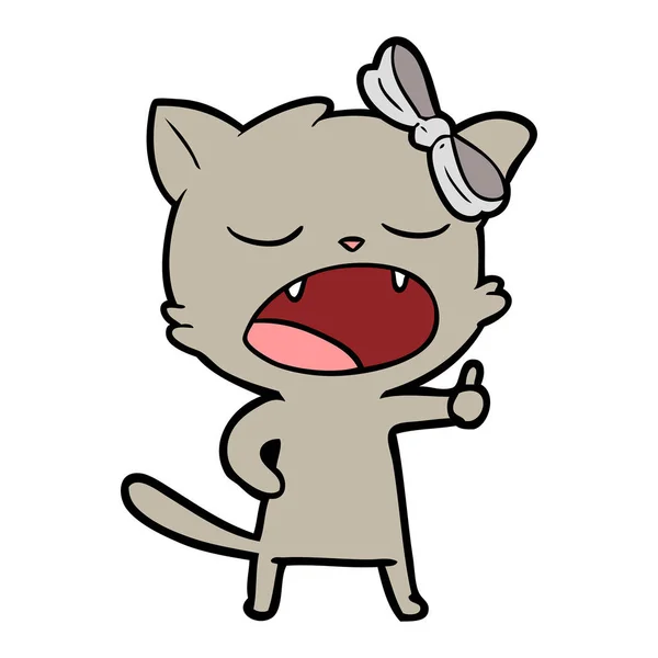 漫画あくび猫のベクトル イラスト — ストックベクタ