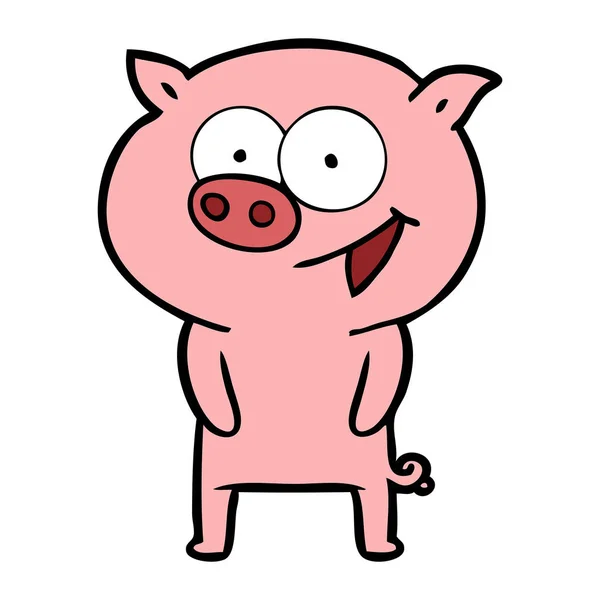Векторная Иллюстрация Веселой Карикатуры Свинью — стоковый вектор