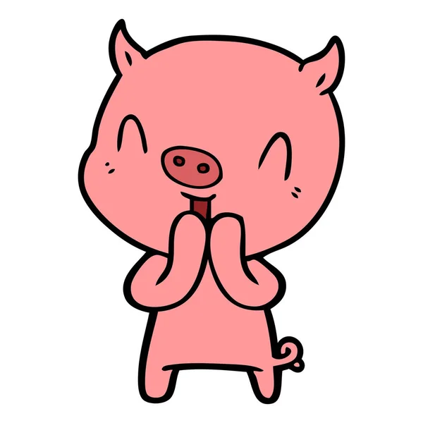 Vector Illustration Happy Cartoon Pig — Stock Vector