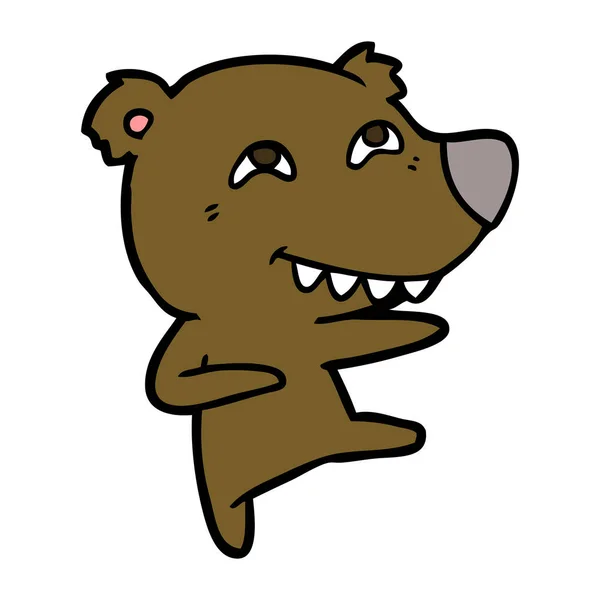 Kreslený Medvěd Ukázal Zuby Při Tanci — Stockový vektor