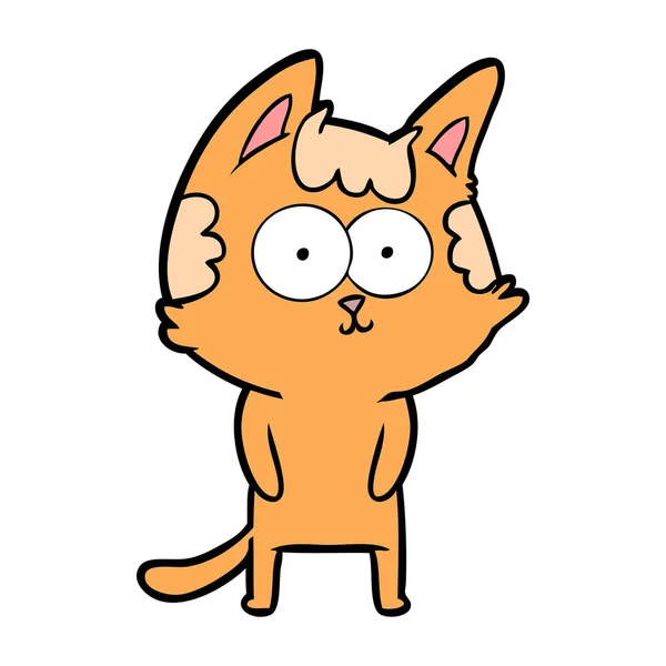 Vectorillustratie Van Happy Cartoon Kat — Stockvector