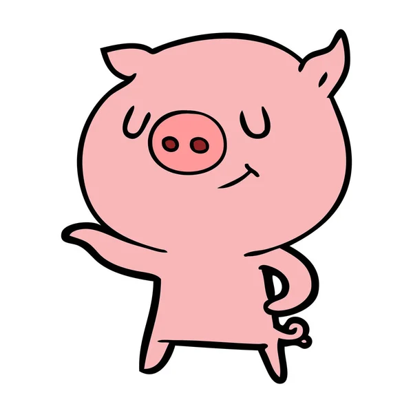 Vector Illustration Happy Cartoon Pig — Stock Vector