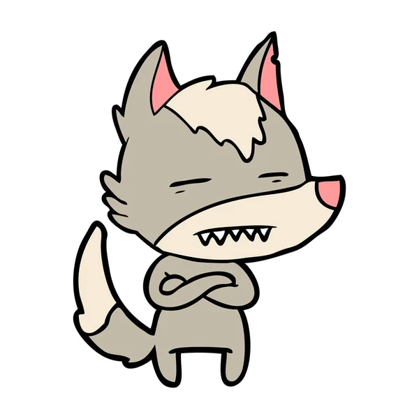 Zeichentrickwolf Zeigt Zähne — Stockvektor