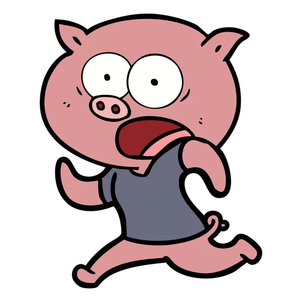 Cochon Dessin Animé Fuyant — Image vectorielle