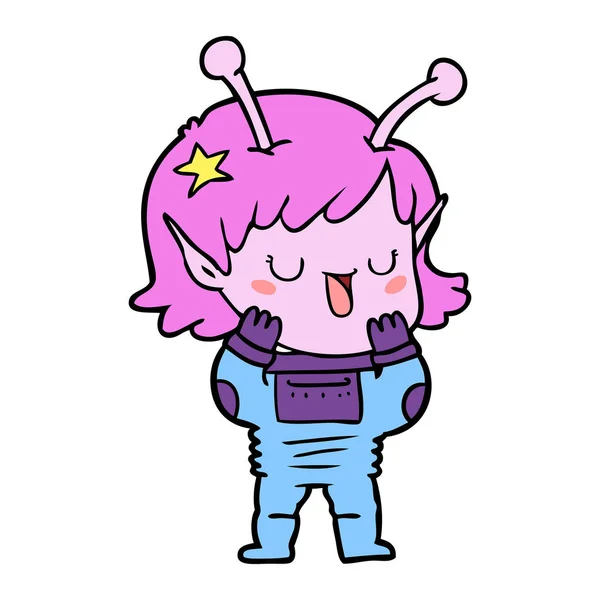 快乐外星女孩卡通 — 图库矢量图片