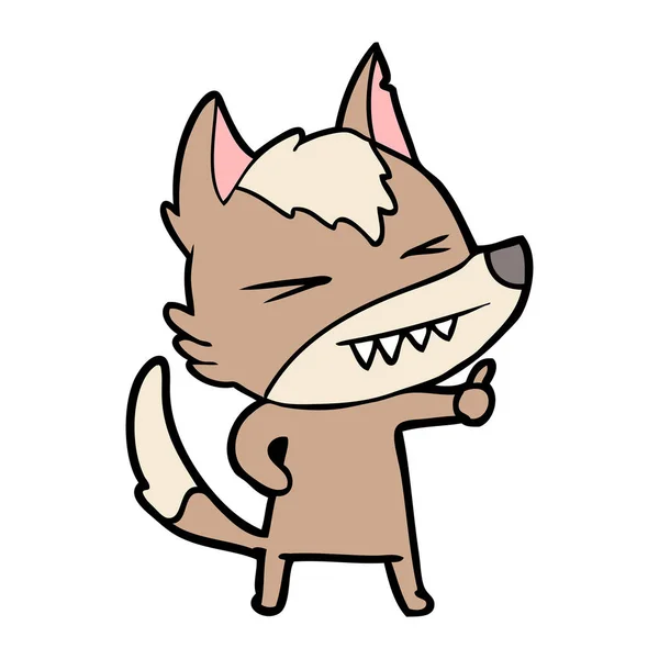 怒っているオオカミ漫画のベクトル イラスト — ストックベクタ