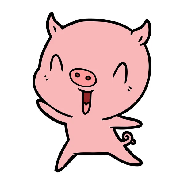 Vector Illustration Happy Cartoon Pig — Stock Vector