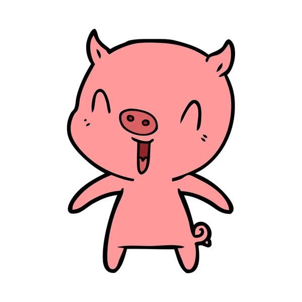 Vector Illustration Happy Cartoon Pig — Stock Vector