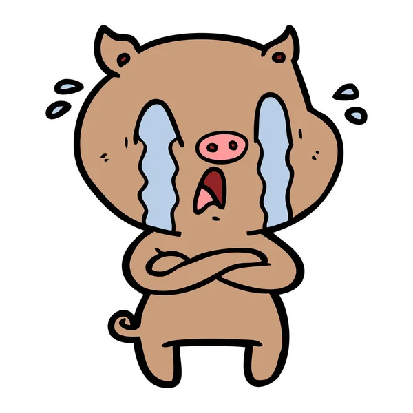 Ilustração Vetorial Desenhos Animados Chorando Porco —  Vetores de Stock