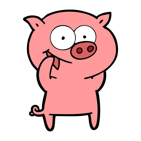 Illustration Vectorielle Dessin Animé Cochon Joyeux — Image vectorielle