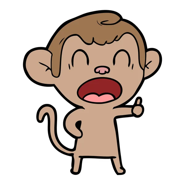 あくび漫画猿のベクトル イラスト — ストックベクタ