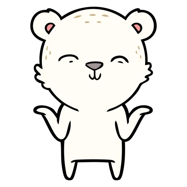 Happy Cartoon Polar Bear Shrugging Shoulders — Stock Vector