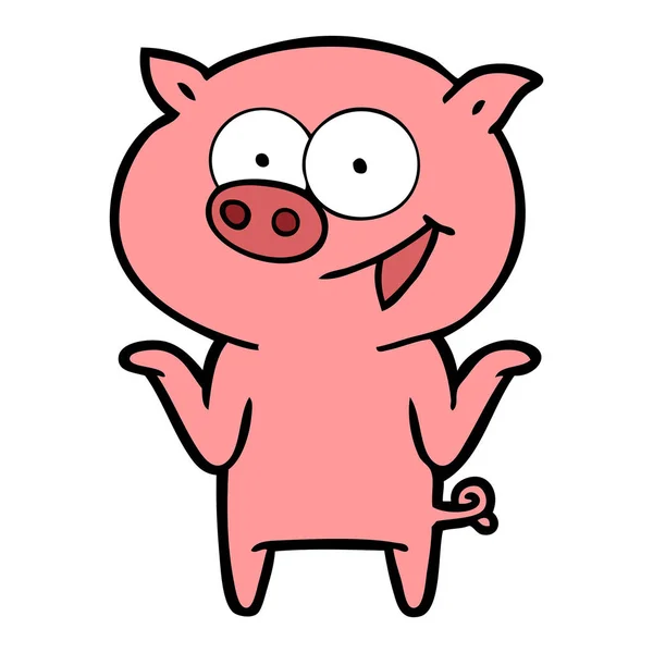 Cochon Dessin Animé Sans Soucis — Image vectorielle