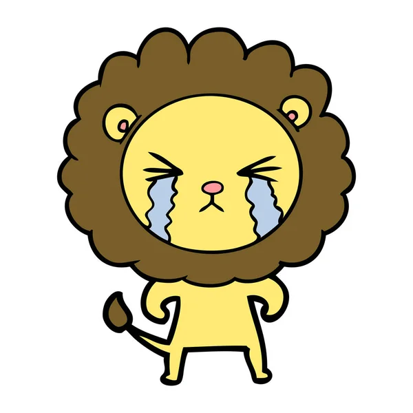 Vector Ilustración Dibujos Animados Llorando León — Vector de stock