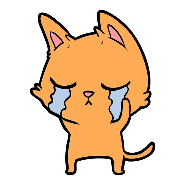 Vector Illustration Crying Cartoon Cat — Stock Vector