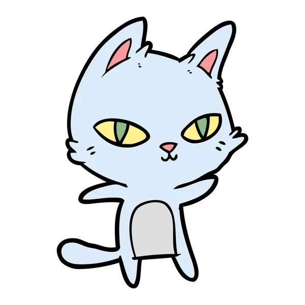 Vector Ilustración Dibujos Animados Gato Mirando — Vector de stock