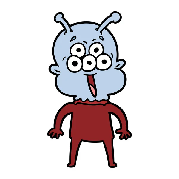 vector illustration of happy cartoon alien