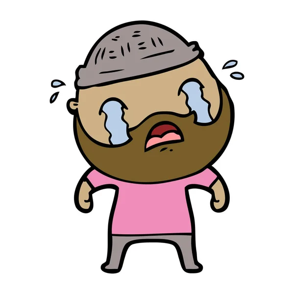 Dessin Animé Barbu Homme Pleurer — Image vectorielle