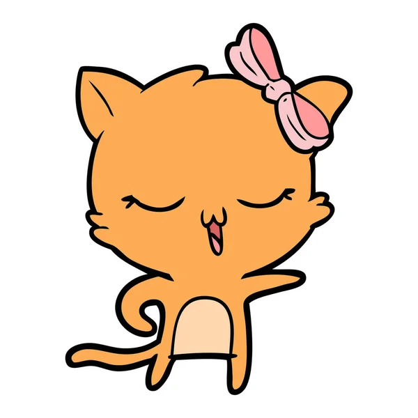 Desenho Animado Gato Com Arco Cabeça —  Vetores de Stock
