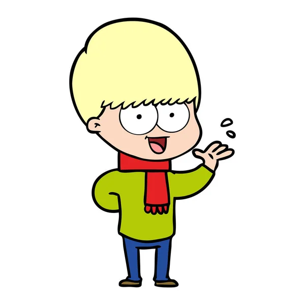 Vectorillustratie Van Happy Cartoon Jongen — Stockvector