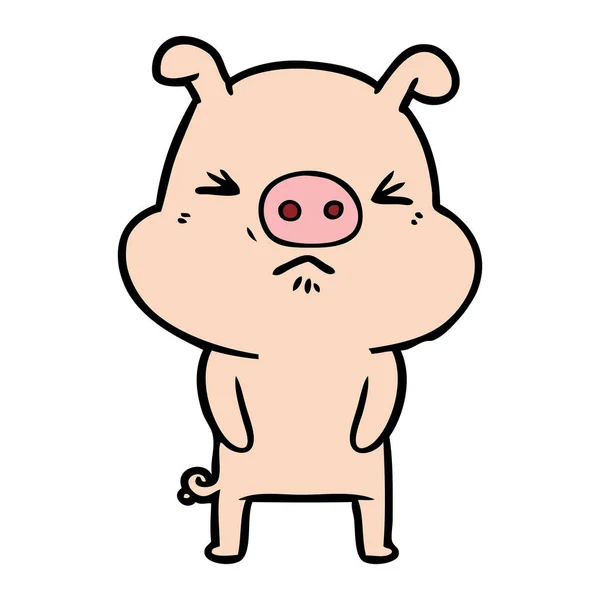 Ilustração Vetorial Desenho Animado Porco Rabugento — Vetor de Stock