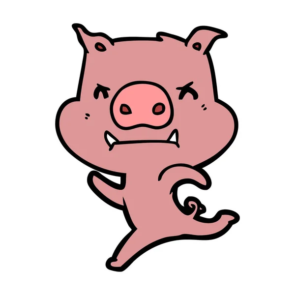 Illustration Vectorielle Cochon Dessin Animé Colère — Image vectorielle