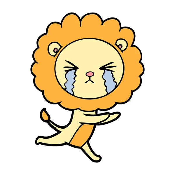 Vector Illustration Cartoon Crying Lion — Stock Vector