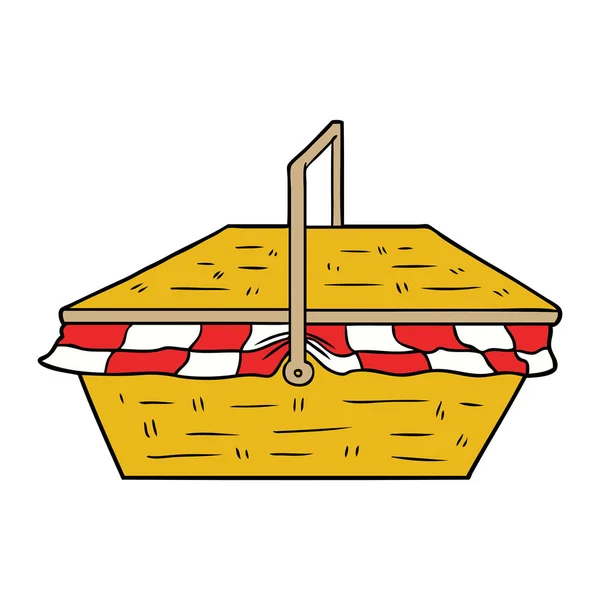 Vektorillustration Des Cartoon Picknickkorbs — Stockvektor