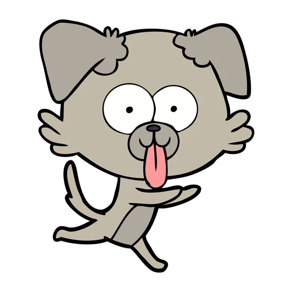 Desenho Animado Correndo Cão Com Língua Saindo —  Vetores de Stock