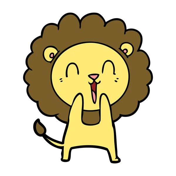 Vector Illustration Laughing Lion Cartoon — Stock Vector