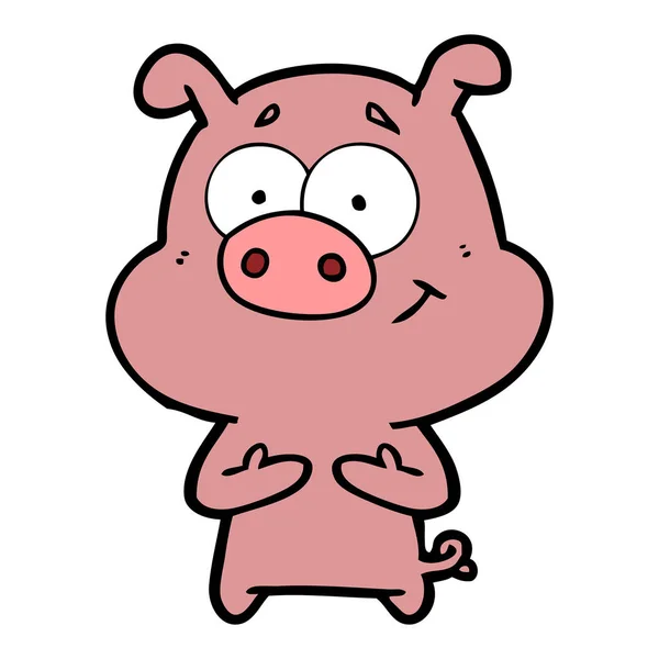 Vector Illustration Happy Cartoon Pig — Stock Vector