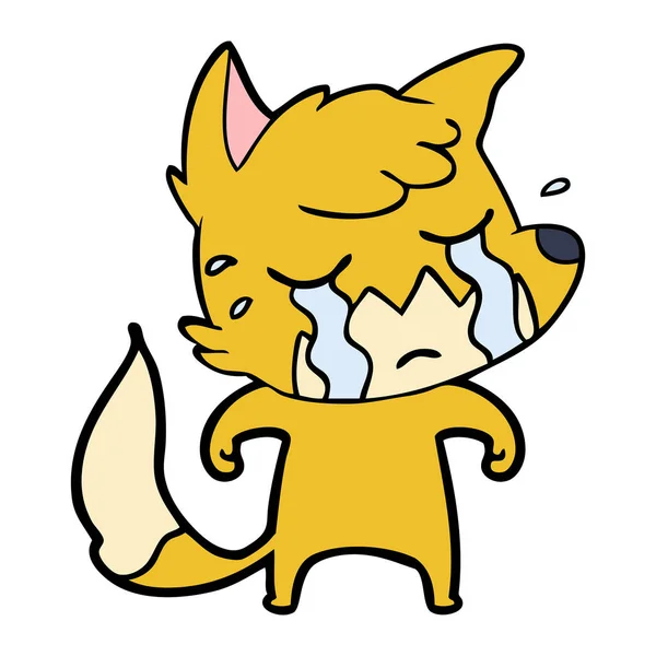 Vector Illustration Crying Fox Cartoon — Stock Vector