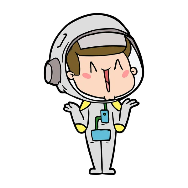 Happy Cartoon Astronaut Schouderophalend Schouders — Stockvector