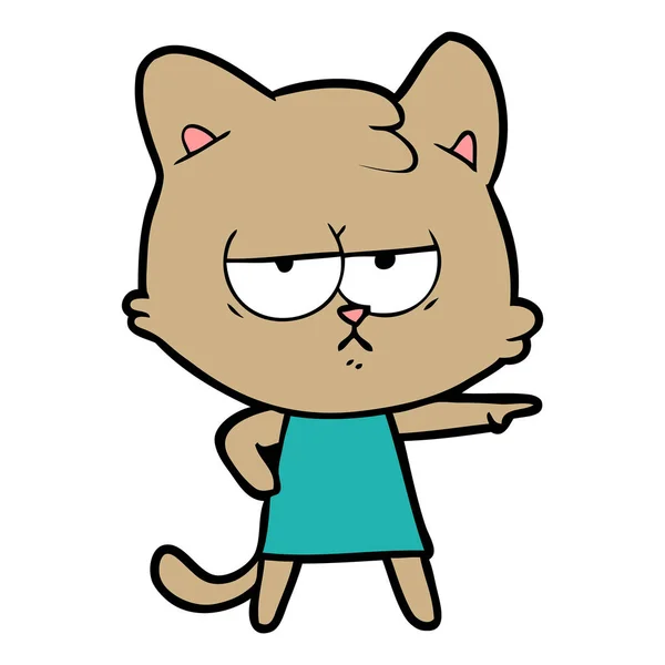 Gelangweilte Cartoon Katze Zeigt — Stockvektor
