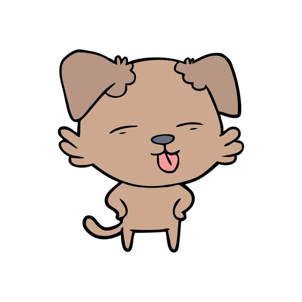 Cartoon Hond Steken Uit Tong — Stockvector