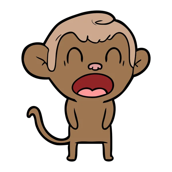 Vector Illustration Yawning Cartoon Monkey — Stock Vector